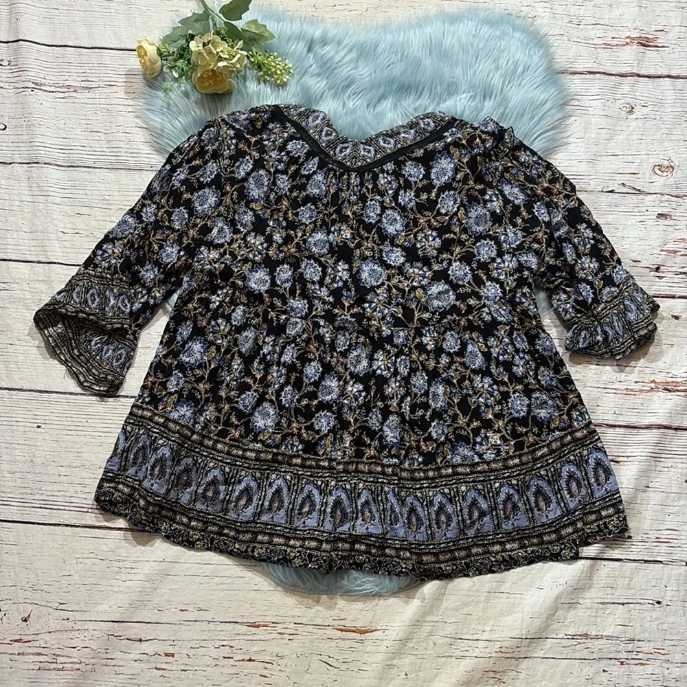 Free People Moonlight Dance 3/4 Sleeve Tunic Top sz S
